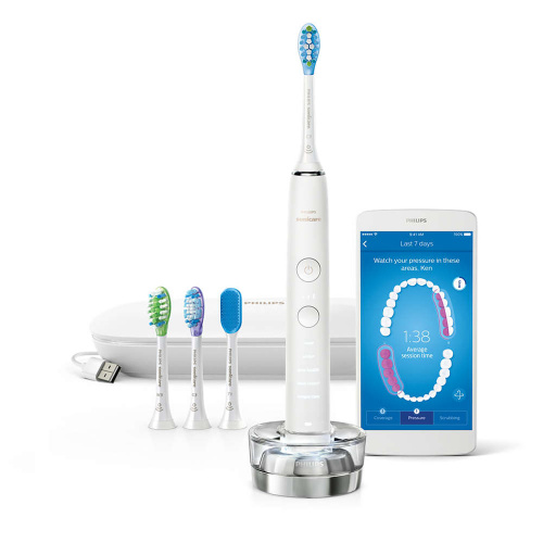 Звуковая электрическая зубная щетка с приложением HX9924/07 DiamondClean Smart белая, Philips