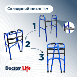 Ходунки складные алюминиевые с двойным фиксатором Doctor Life 12850/BlueA/Matte, синие (Украина) Ходунки складные алюминиевые с двойным фиксатором Doctor Life 12850/BlueA/Matte, синие (Украина)